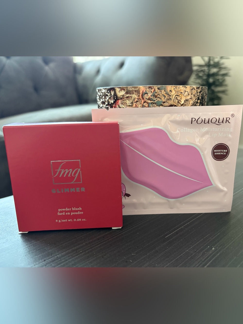 Avon Glimmer Powder Blush Petal Pink & Lip Mask